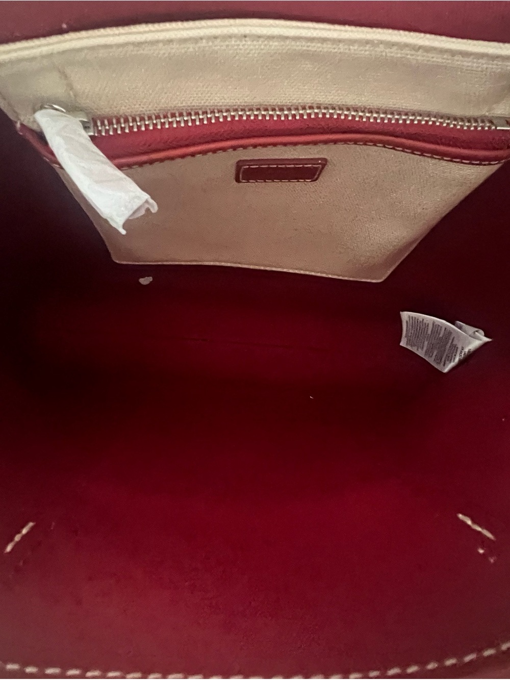 Polo Ralph Lauren Canvas Tote Bag with Polo Bear Patch – Cream & Burgundy (NWT) - Picture 4 of 6